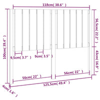 Testiera per Letto Bianca 125,5x4x100 cm Legno Massello di Pino cod mxl 46620