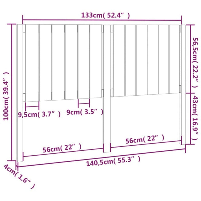 Testiera per Letto Bianca 140,5x4x100 cm Legno Massello di Pino cod mxl 60660