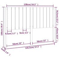 Testiera per Letto Nera 145,5x4x100cm in Legno Massello di Pino cod mxl 50052