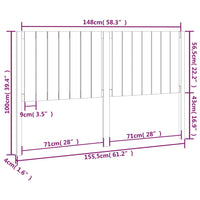 Testiera per Letto Nera 155,5x4x100cm in Legno Massello di Pino cod 12424