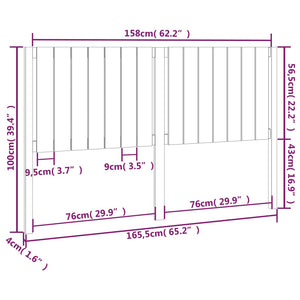 Testiera per Letto Nera 165,5x4x100cm in Legno Massello di Pino cod mxl 49697