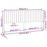 Testiera per Letto Bianca 205,5x4x100 cm Legno Massello di Pino cod mxl 53301