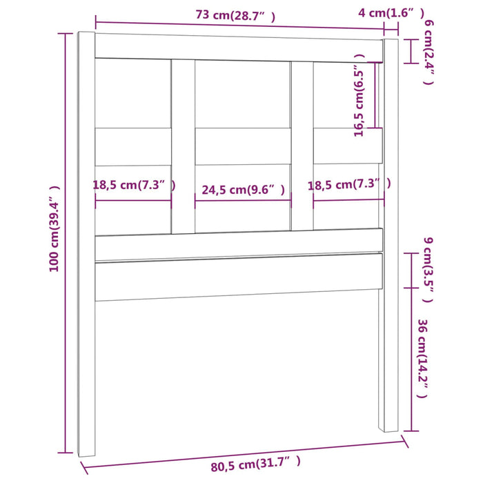 Testiera per Letto 80,5x4x100 cm in Legno Massello di Pino