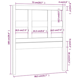 Testiera per Letto Bianca 80,5x4x100 cm Legno Massello di Pino cod 12060