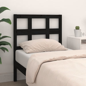 Testiera per Letto Nera 105,5x4x100cm in Legno Massello di Pino