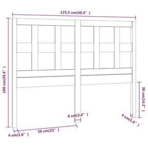 Testiera per Letto Miele 125,5x4x100 cm Legno Massello di Pino cod 9978