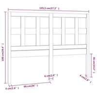 Testiera per Letto Nera 145,5x4x100cm in Legno Massello di Pino cod 9034