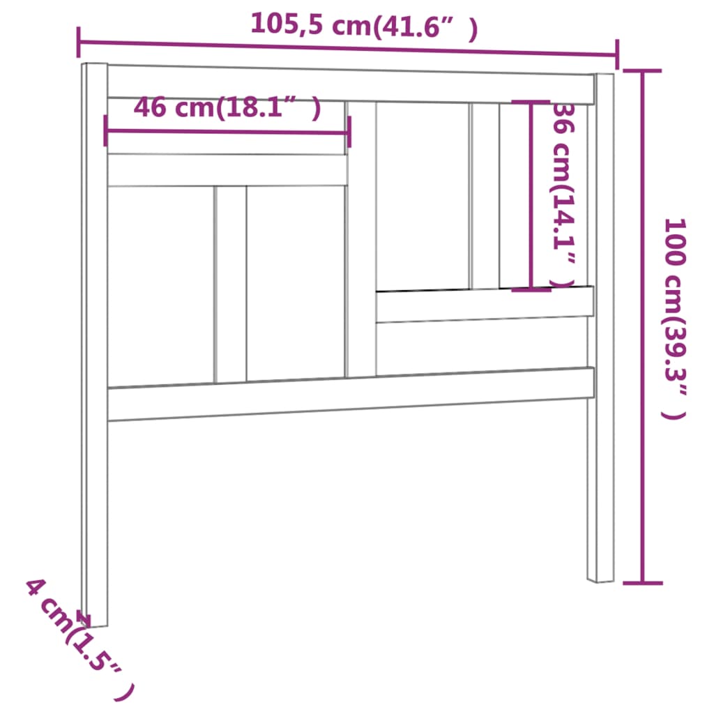 Testiera per Letto 105,5x4x100 cm in Legno Massello di Pino cod 12290