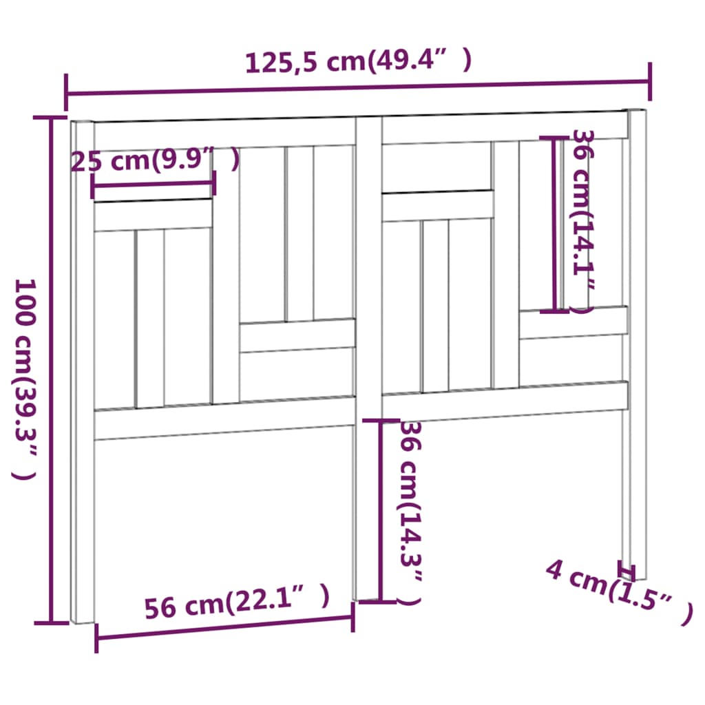 Testiera per Letto Bianca 125,5x4x100 cm Legno Massello di Pino cod mxl 49600