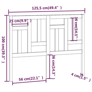 Testiera per Letto Bianca 125,5x4x100 cm Legno Massello di Pino cod mxl 49600