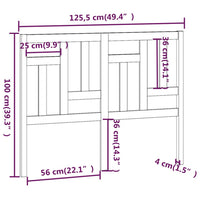 Testiera per Letto Grigia 125,5x4x100 cm Legno Massello di Pino cod mxl 51766