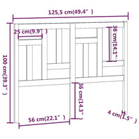 Testiera per Letto Miele 125,5x4x100 cm Legno Massello di Pino 818963