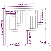 Testiera per Letto Bianca 145,5x4x100 cm Legno Massello di Pino 818971