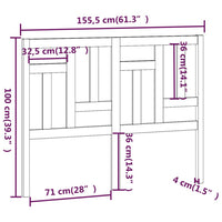 Testiera per Letto Bianca 155,5x4x100 cm Legno Massello di Pino cod mxl 47469