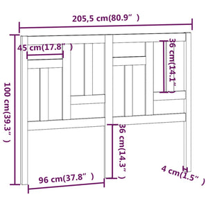 Testiera Letto Miele 205,5x4x100 cm in Legno Massello di Pino cod 10736