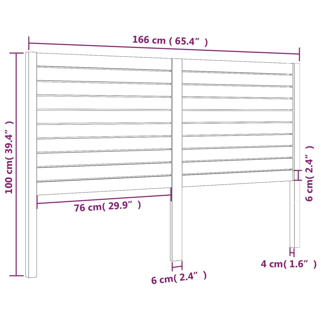 Testiera per Letto 166x4x100 cm in Legno Massello di Pino cod mxl 50624