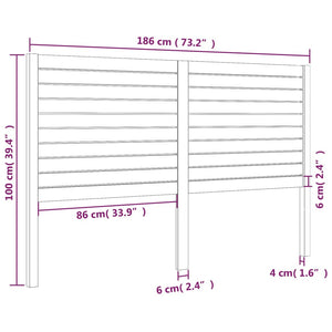 Testiera per Letto Nera 186x4x100 cm in Legno Massello di Pino cod mxl 51355