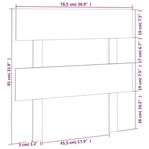 Testiera per Letto Grigia 78,5x3x81cm in Legno Massello di Pino 819047