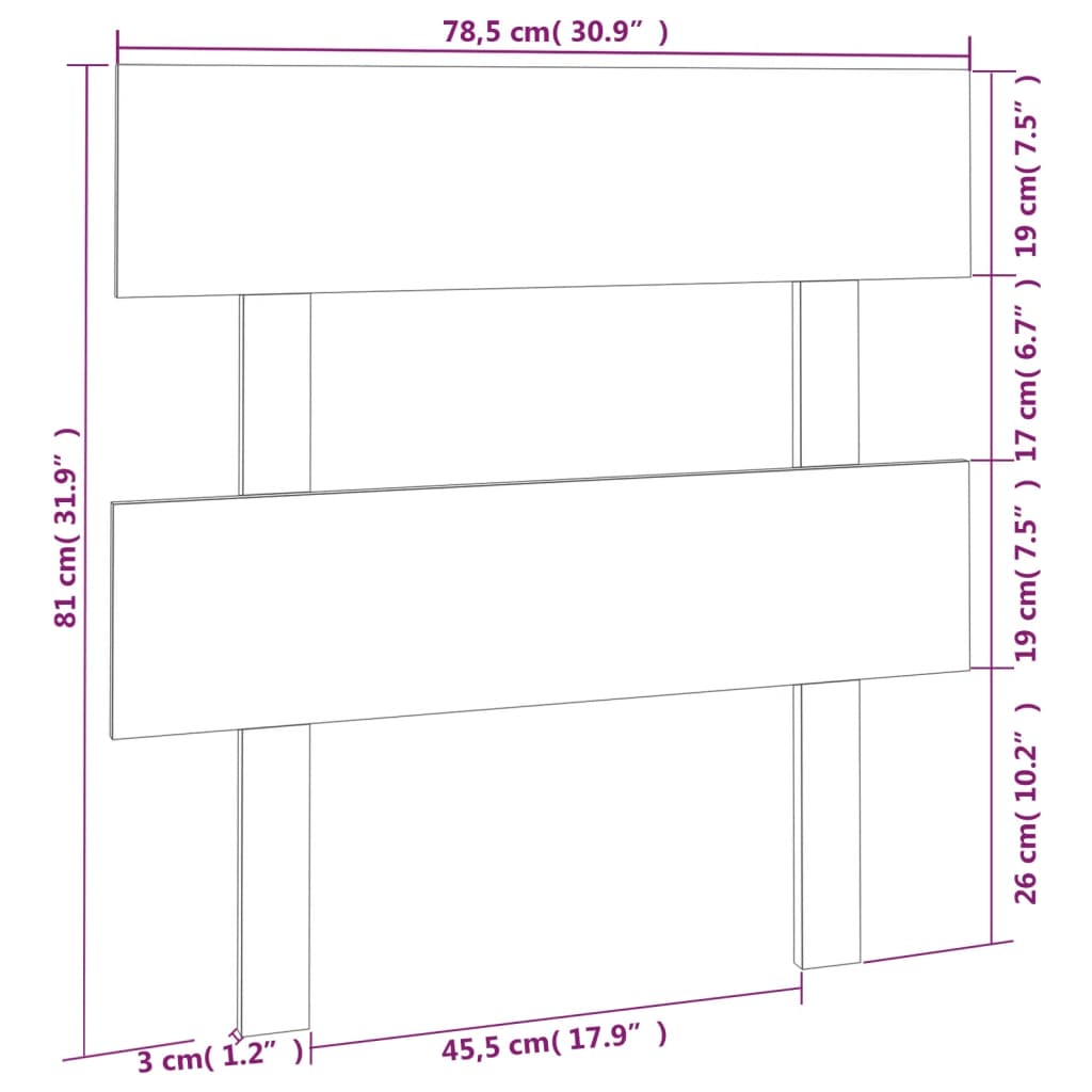 Testiera per Letto Miele 78,5x3x81 cm in Legno Massello di Pino cod mxl 46673