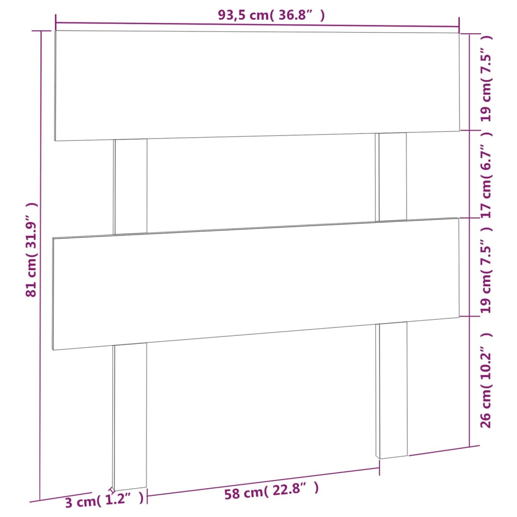 Testiera per Letto 93,5x3x81 cm in Legno Massello di Pino cod mxl 50152