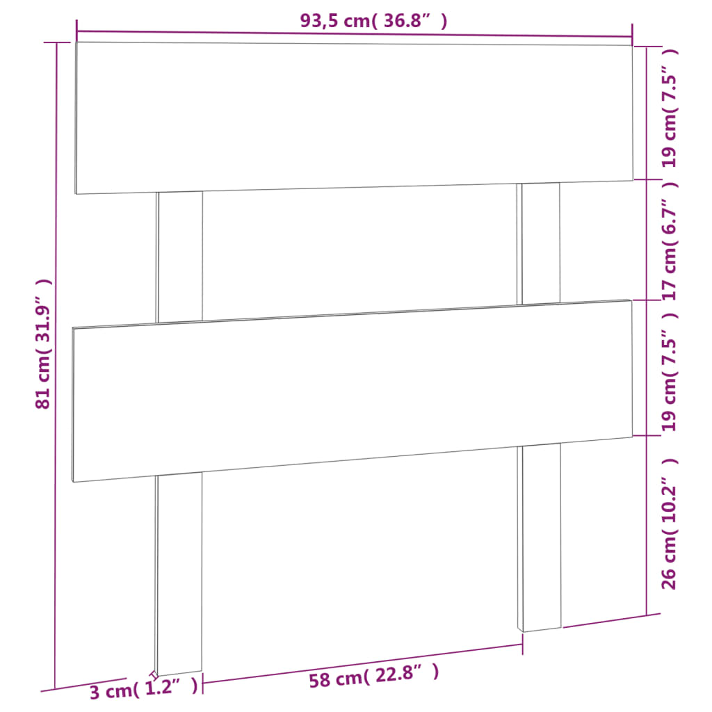 Testiera per Letto Bianca 93,5x3x81cm in Legno Massello di Pino cod mxl 47790