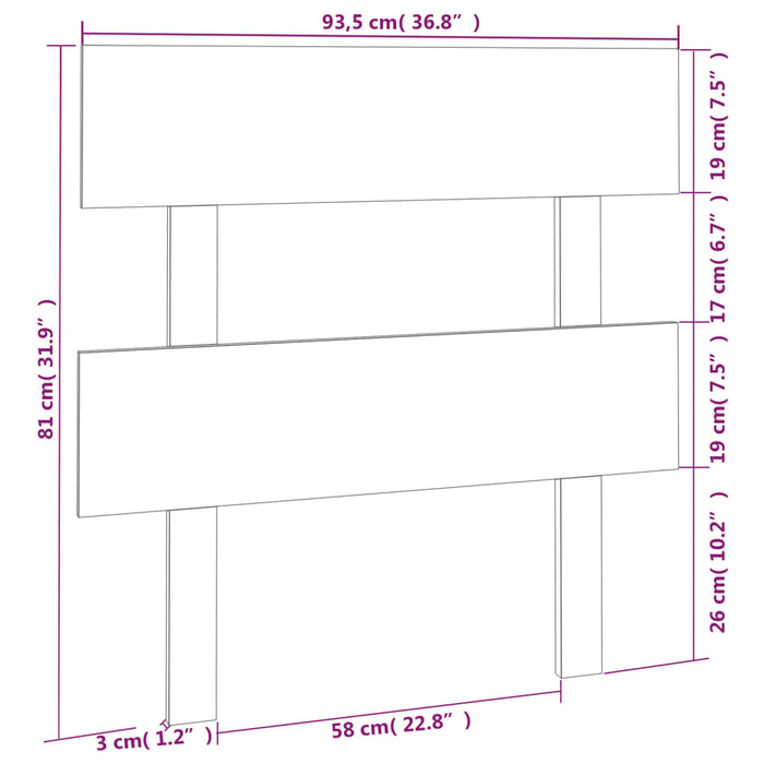 Testiera per Letto Bianca 93,5x3x81cm in Legno Massello di Pino cod mxl 47790