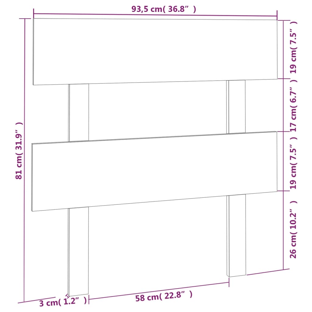 Testiera per Letto Miele 93,5x3x81 cm in Legno Massello di Pino cod mxl 46445