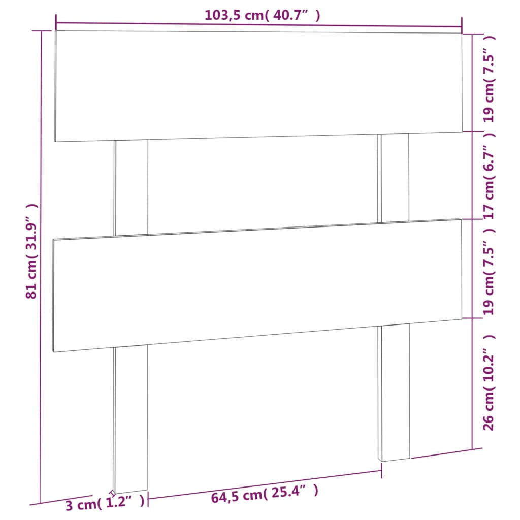 Testiera per Letto Bianca 103,5x3x81 cm Legno Massello di Pino cod mxl 31919