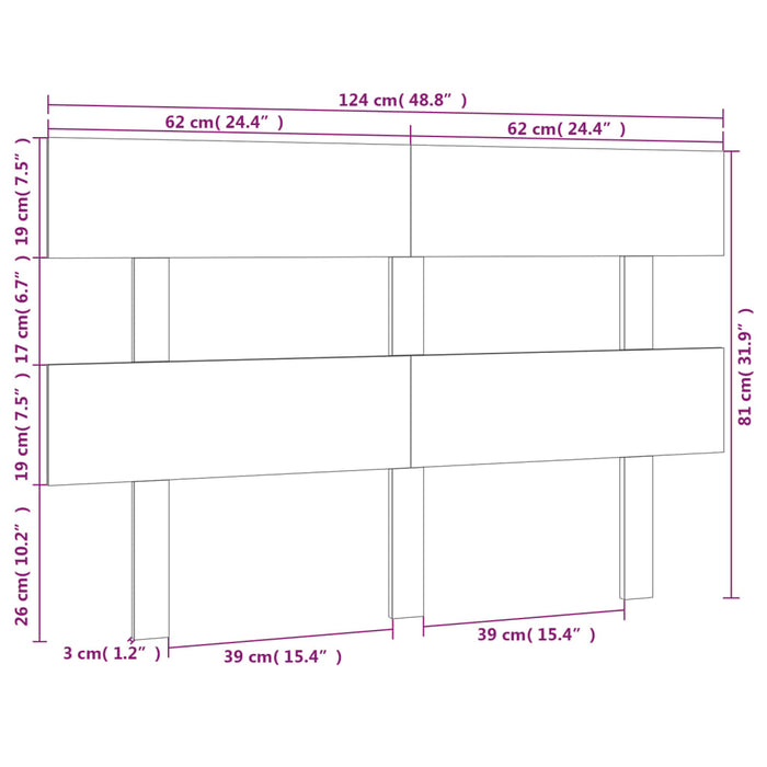 Testiera per Letto 124x3x81 cm in Legno Massello di Pino cod mxl 47380