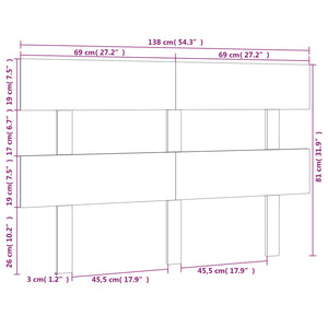 Testiera per Letto Grigia 138x3x81 cm in Legno Massello di Pino cod mxl 47994