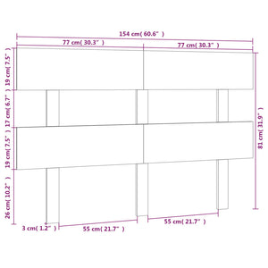 Testiera per Letto Bianca 154x3x81 cm in Legno Massello di Pino 819076