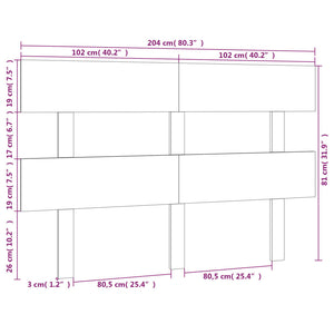 Testiera per Letto 204x3x81 cm in Legno Massello di Pino cod 11448