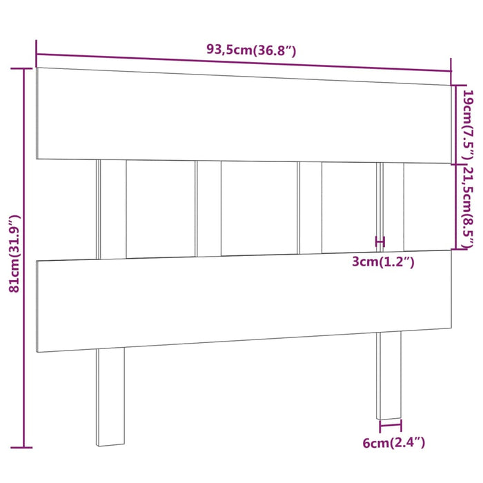 Testiera per Letto Grigia 93,5x3x81cm in Legno Massello di Pino cod mxl 51947