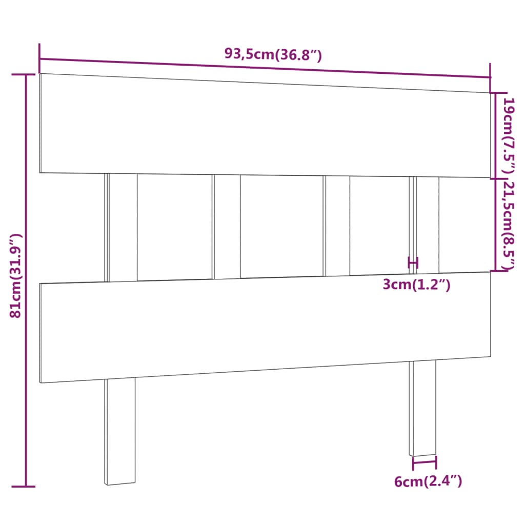 Testiera per Letto Miele 93,5x3x81 cm in Legno Massello di Pino cod mxl 46444