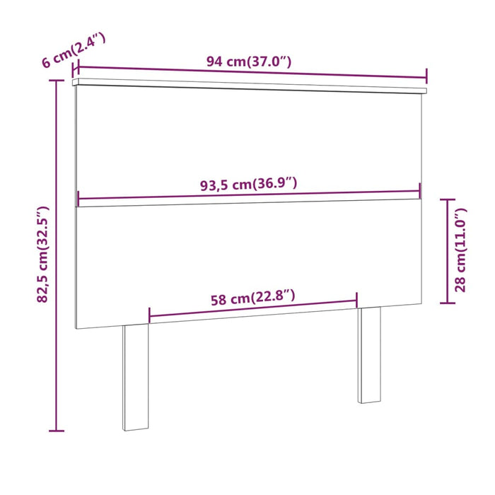 Testiera per Letto 94x6x82,5 cm Legno Massello di Pino cod mxl 46933