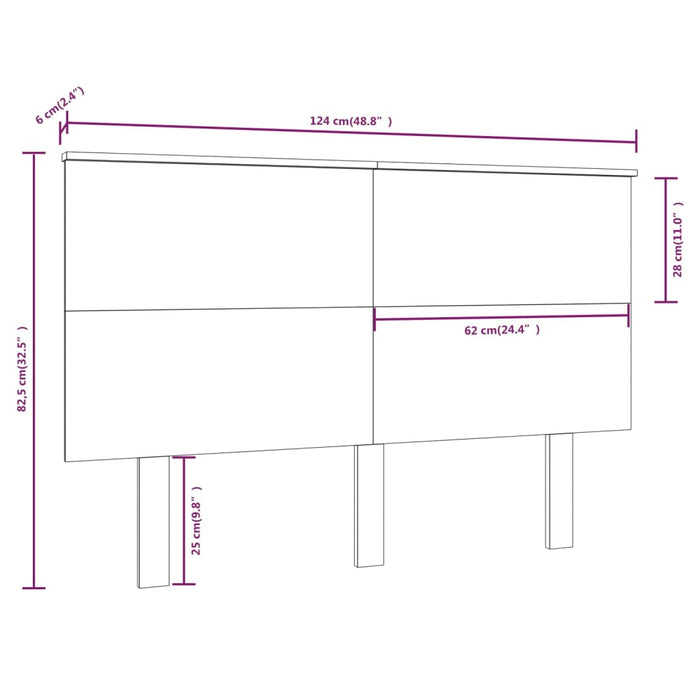 Testiera per Letto Nera 124x6x82,5 cm in Legno Massello di Pino 819164