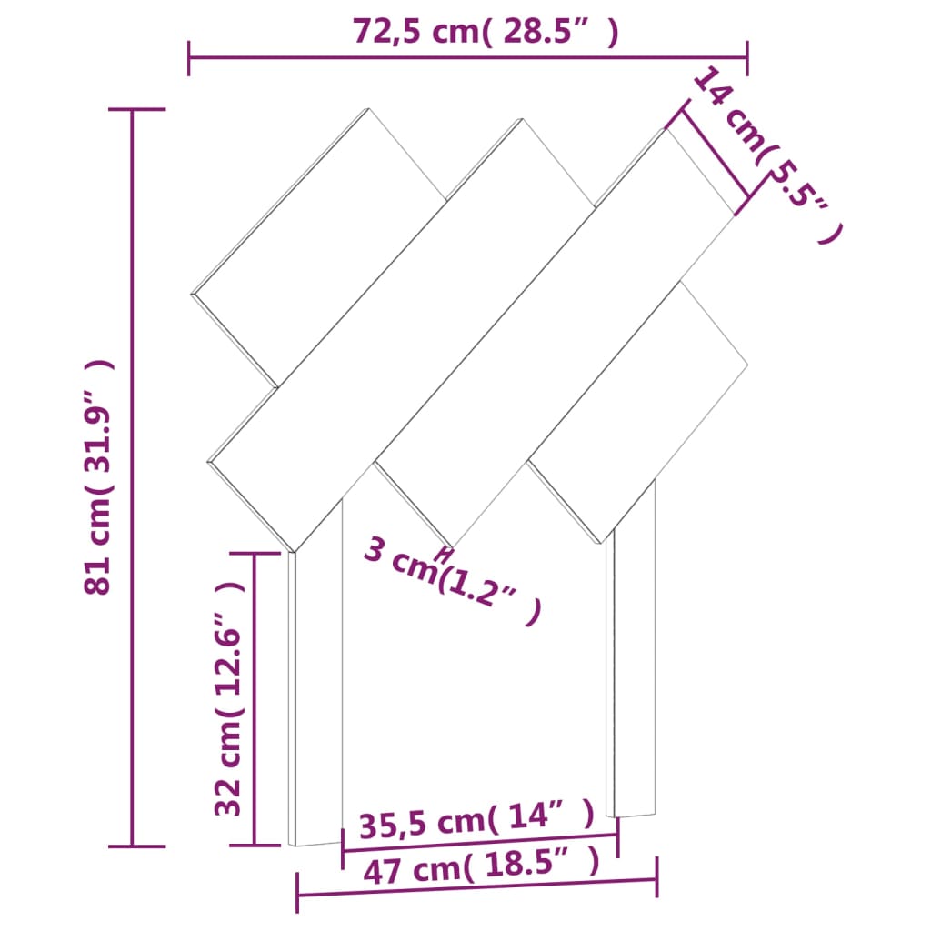 Testiera per Letto 72,5x3x81 cm in Legno Massello di Pino 819195