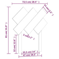 Testiera per Letto Bianca 72,5x3x81 cm Legno Massello di Pino cod mxl 47155