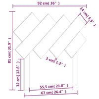 Testiera per Letto Bianca 92x3x81 cm in Legno Massello di Pino