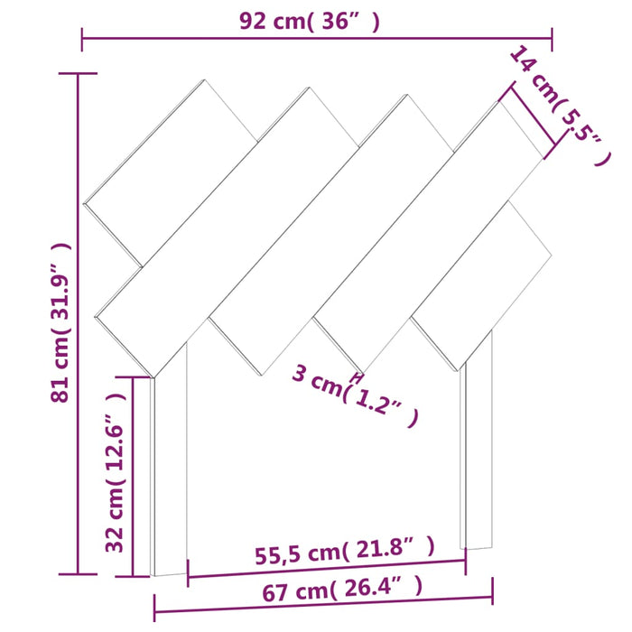 Testiera per Letto Bianca 92x3x81 cm in Legno Massello di Pino