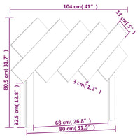 Testiera per Letto Bianca 104x3x80,5 cm Legno Massello di Pino cod 8990