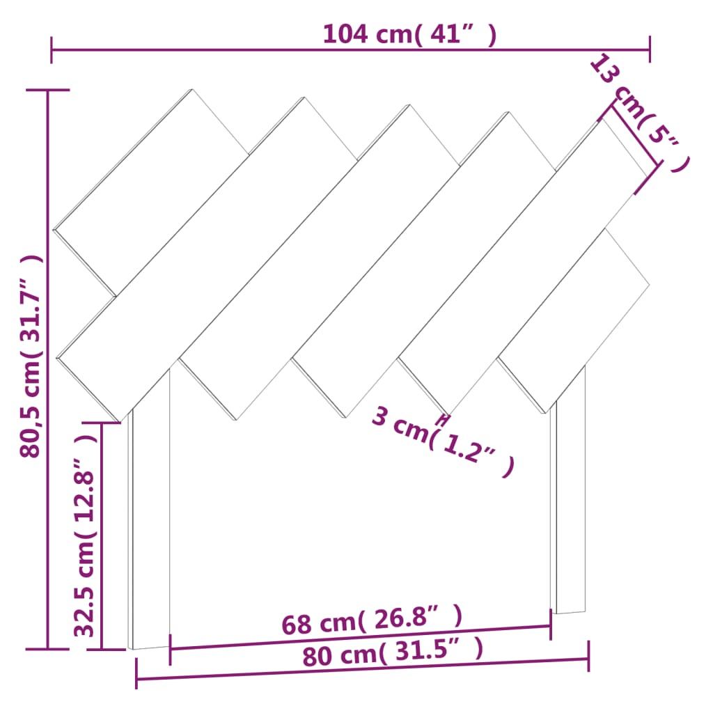 Testiera per Letto Miele 104x3x80,5cm in Legno Massello di Pino cod mxl 52881