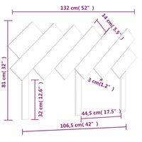 Testiera per Letto Bianca 132x3x81 cm Legno Massello di Pino cod 8715