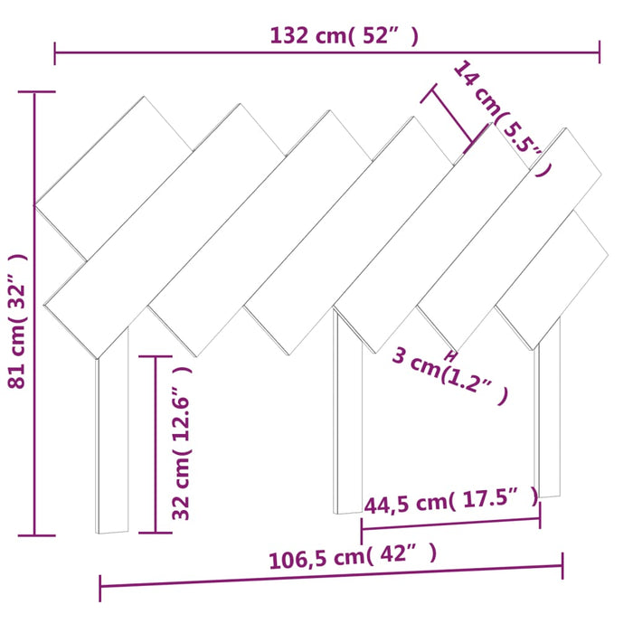 Testiera per Letto Miele 132x3x81 cm Legno Massello di Pino