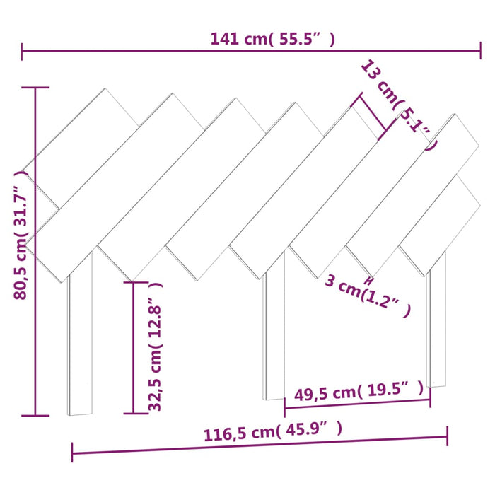 Testiera per Letto Grigia141x3x80,5cm in Legno Massello di Pino cod mxl 46176