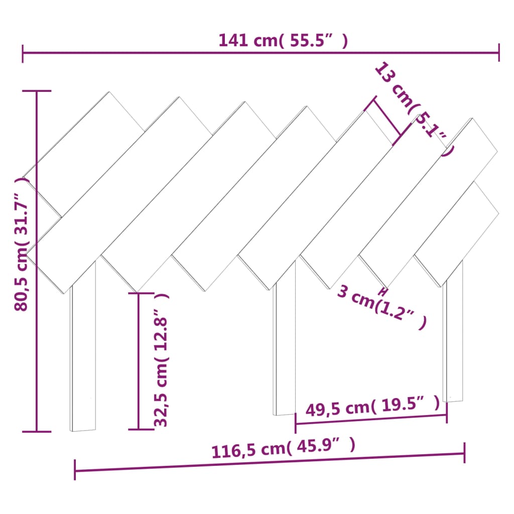 Testiera per Letto Miele 141x3x80,5 cm Legno Massello di Pino cod mxl 48540