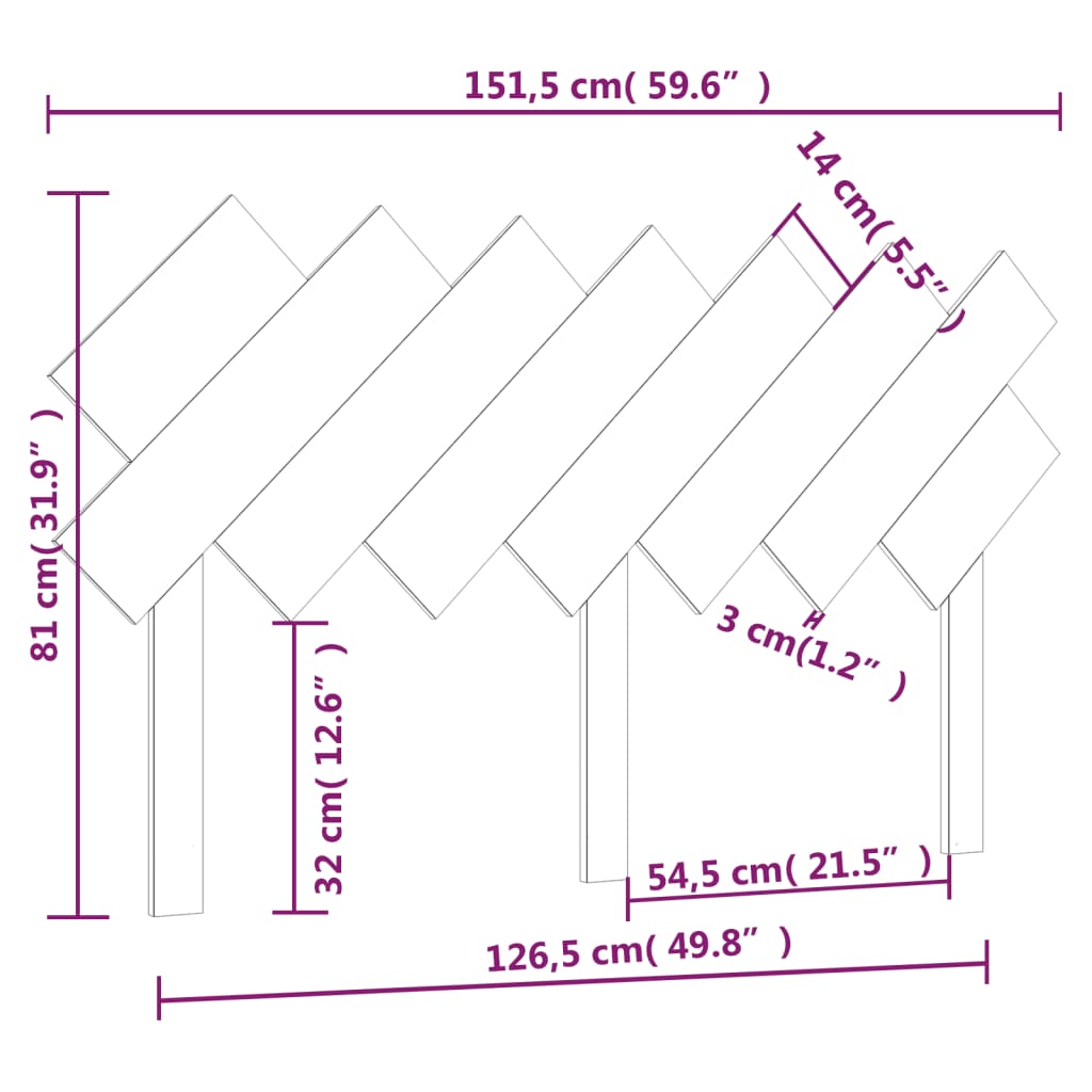 Testiera per Letto 151,5x3x81 cm in Legno Massello di Pino cod 10178