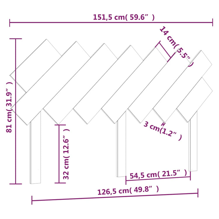 Testiera per Letto 151,5x3x81 cm in Legno Massello di Pino cod 10178