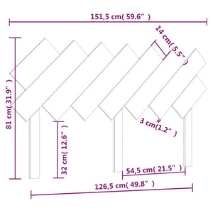 Testiera per Letto Bianca 151,5x3x81 cm Legno Massello di Pino 819226