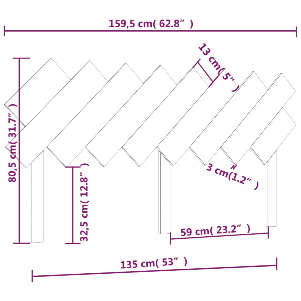 Testiera per Letto Bianca 159,5x3x80,5cm Legno Massello di Pino